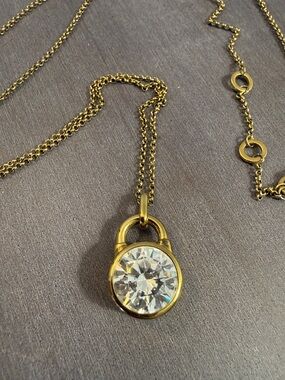 Michael Kors padlock long gold necklace